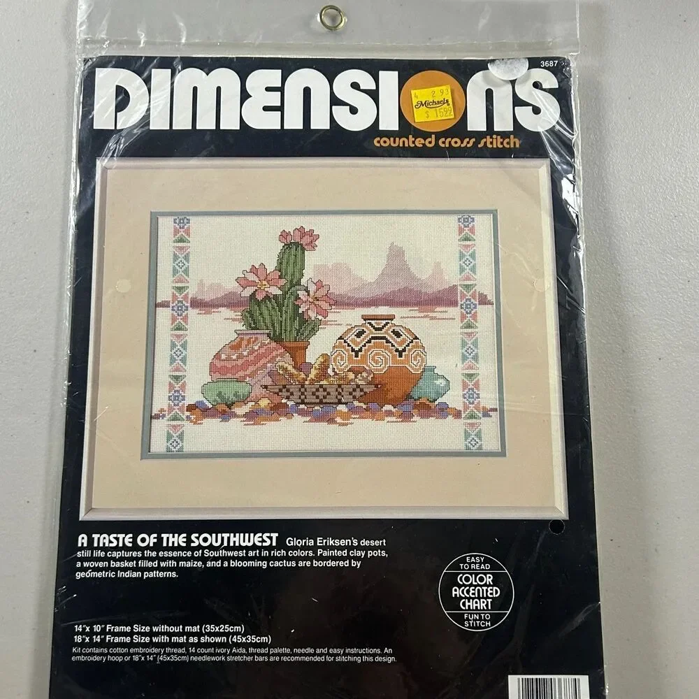 Vintage Dimensions Counted Cross Stitch Kit A TASTE OF SOUTHWEST #3687 Sealed